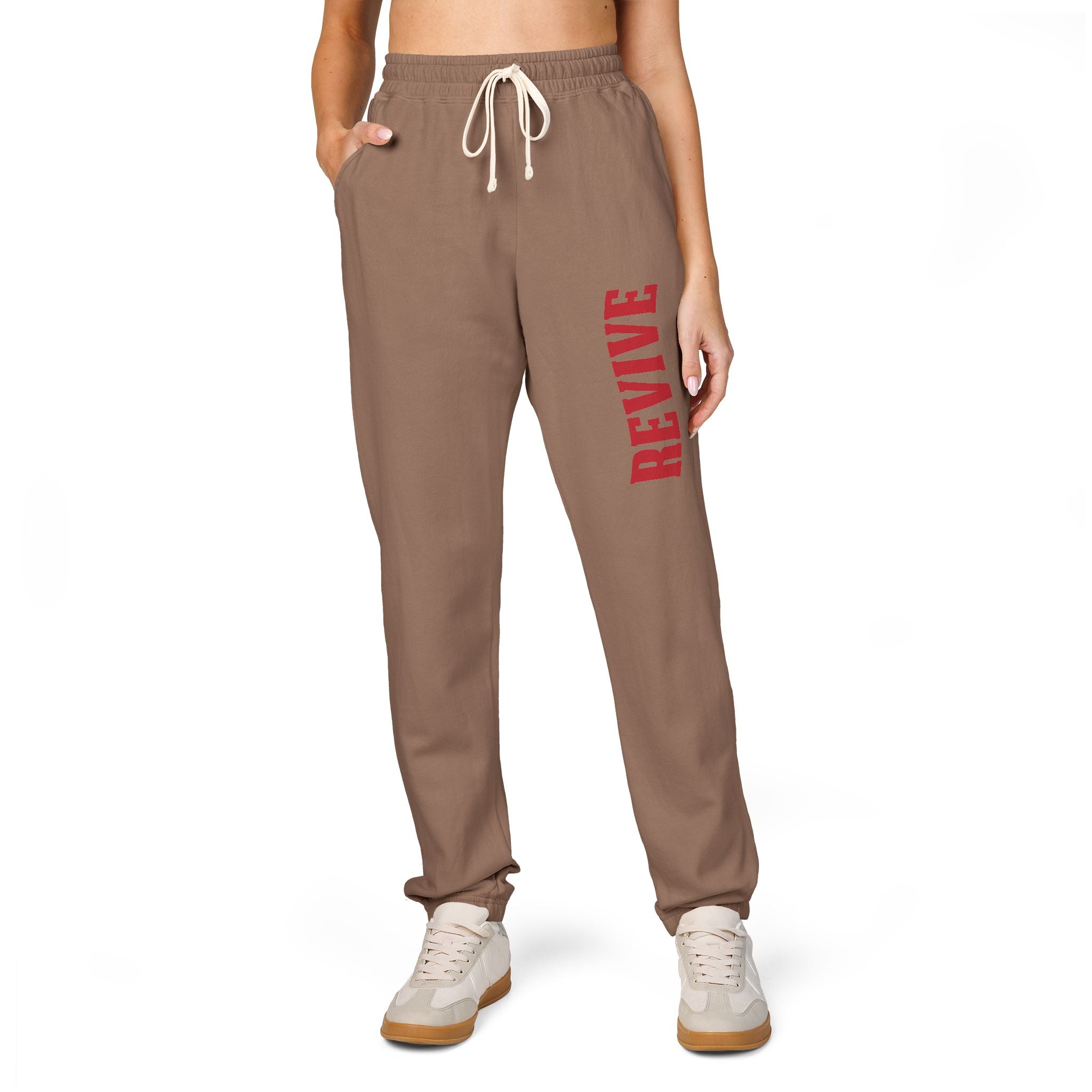 Cozy Fleece Sweatpants with Red Print